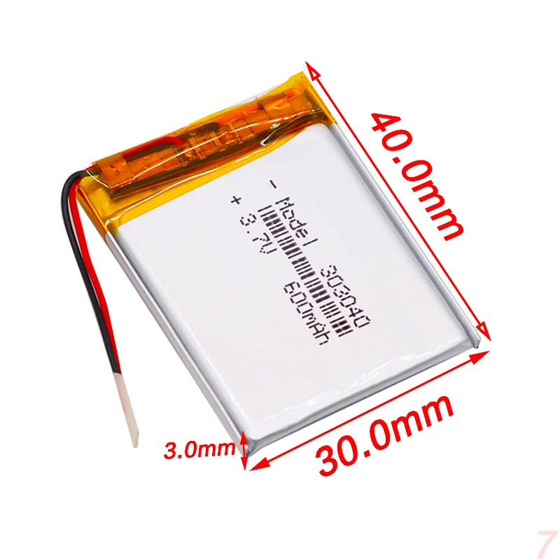 3 7 V 600mAH 303040 полимерный литий-ионный/литий-ионный аккумулятор для dvr GPS mp3 mp4
