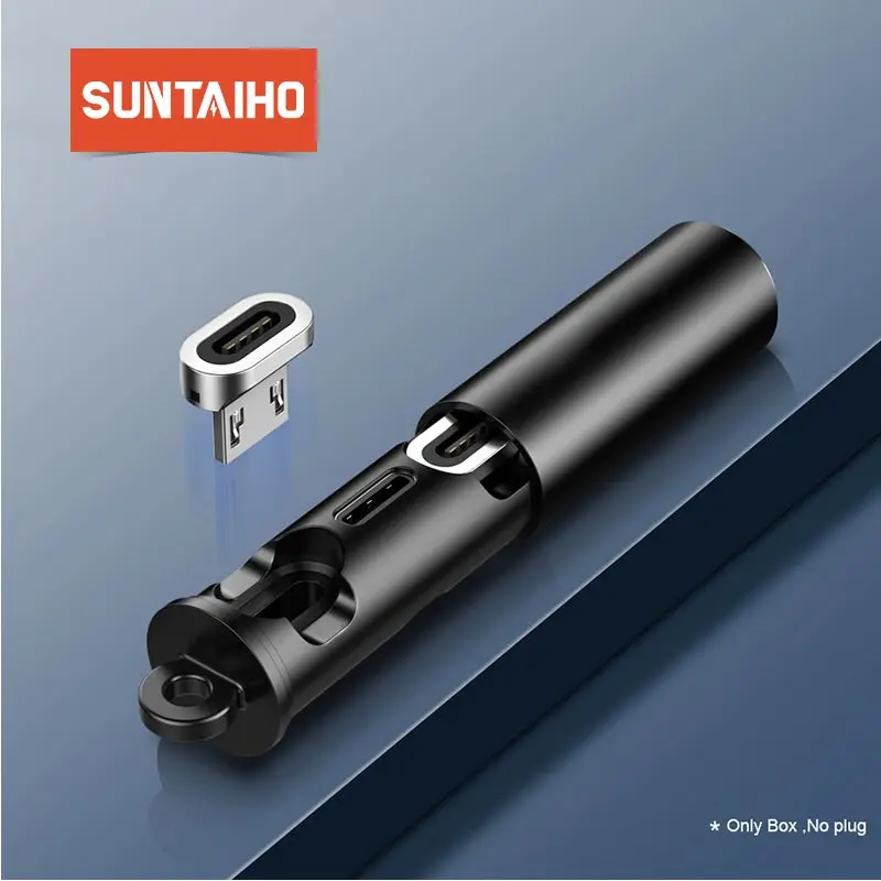 Suntaiho Магнитный кабель-переходник для iPhone type C Micro USB вилки для хранения портативная коробка для адаптера магнитного зарядного устройства