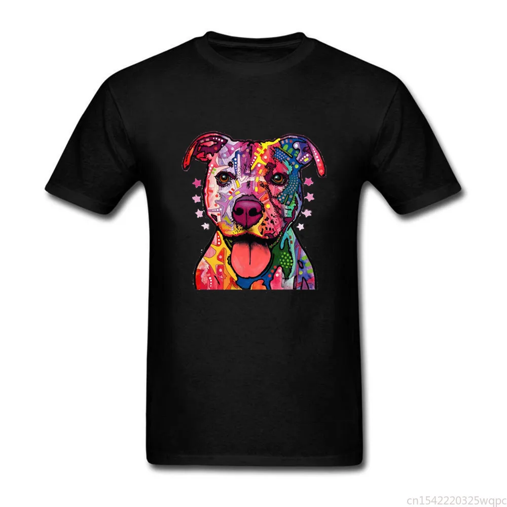 

3d T Shirt Short Sleeve Cotton Neon Pitbull Colorful Abstract Dog Face Men's Print Couple Ud Las Palmas Male
