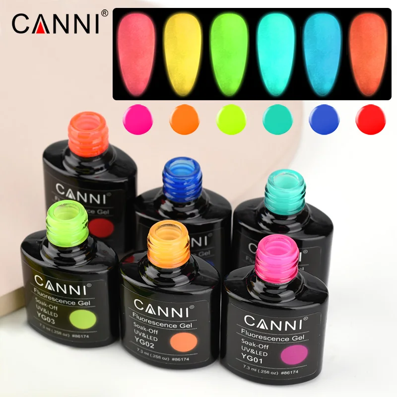 CANNI 2021 Новое поступление 7 3 мл 6 цветов флуоресцентный Гель-лак YG01-YG06 светящийся