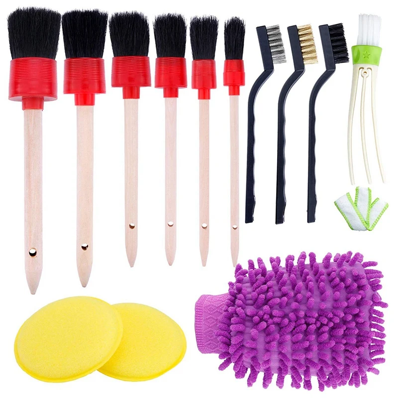 

13 Pcs Auto Detailing Brush Set For Cleaning Car Motorcycle Automotive Cleaning Wheels, Dashboard, Interior, Exterior, Leather,