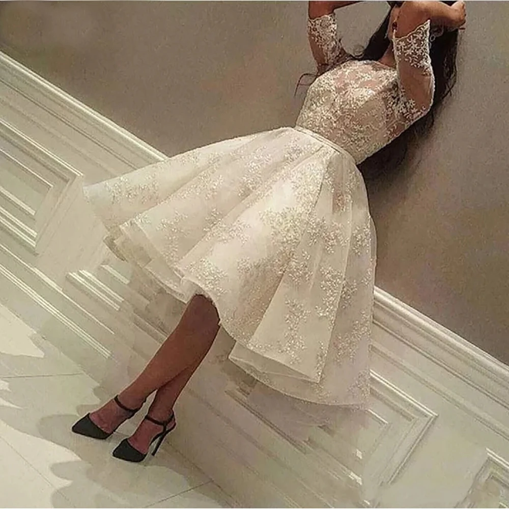 

New Customize Puffy Evening Dress O Neck Appliqued Ball Gown Half Sleeve Islamic Dubai Kaftan Saudi Arabic White Prom Dresses