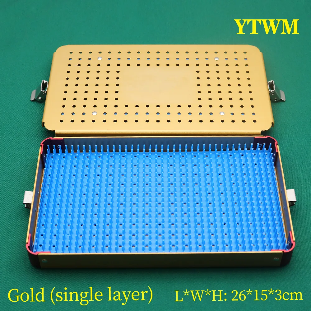 

Surgical instrument sterilization box golden aluminum alloy placed ophthalmic surgery tool instrument box