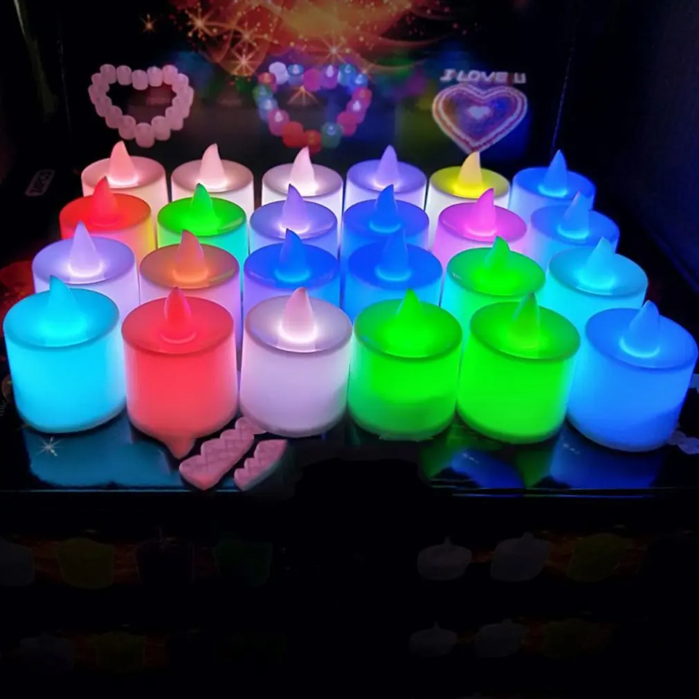

24pcs electronic led candle light decoration props colorful fast flashing automatic color changing Creative birthday