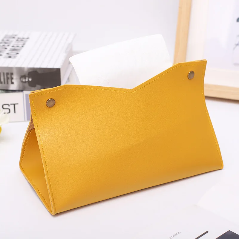 

V-Shaped Leather Tissue Box Cover Handkerchief Organizer Car Toilet Desktop Napkin Holder Pumping Paper Container Storage Boxes