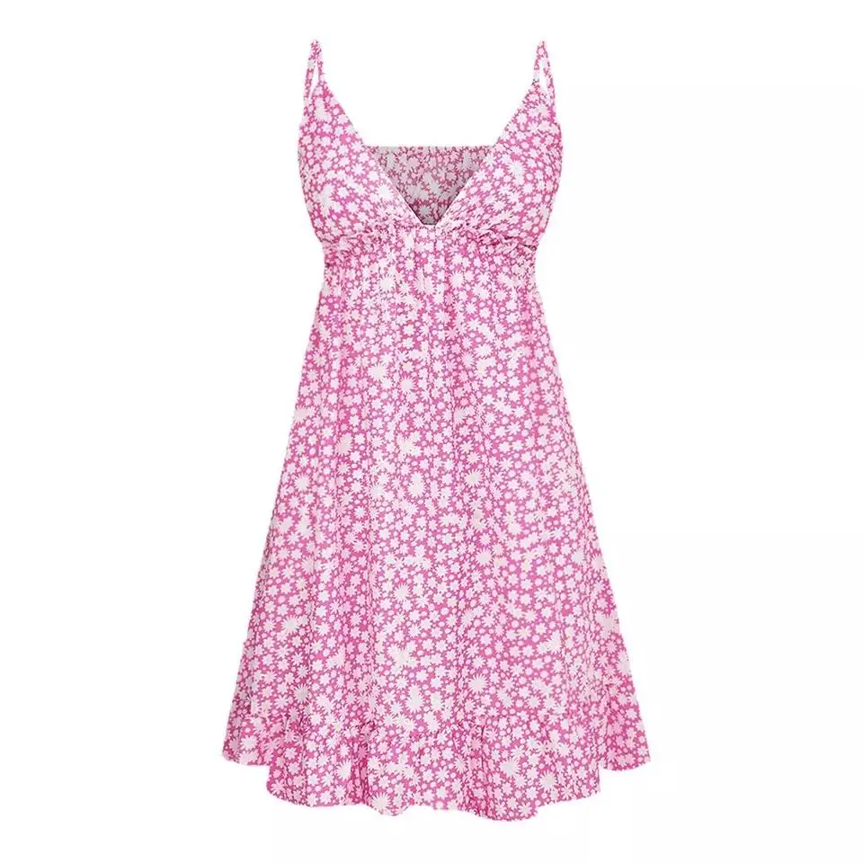 

ZITY Women Summer Dress Print Camis Suspenders Spaghetti Strap V Neck Women Mini Dress Casual Sexy Beach Ladies Plus Size Dress