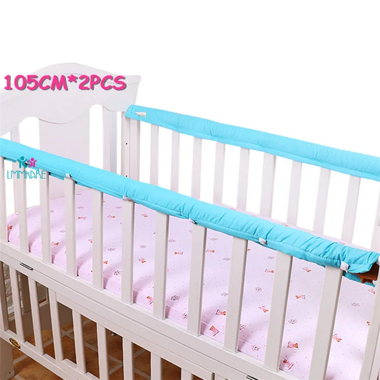 Blue 105cm Хлопковый плотный бампер для детской кроватки, защитные полосы для кроватки новорожденных, защитные накладки для новорожденных, защитные накладки на рельсы, 2 шт - Цвет: Blue 105cm