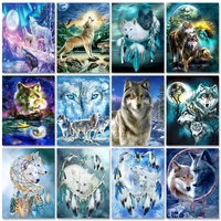 gatyztory 60x75cm frame diy paint by numbers kits acrylic wall art home decors wolf animals coloring by numbers for diy gift