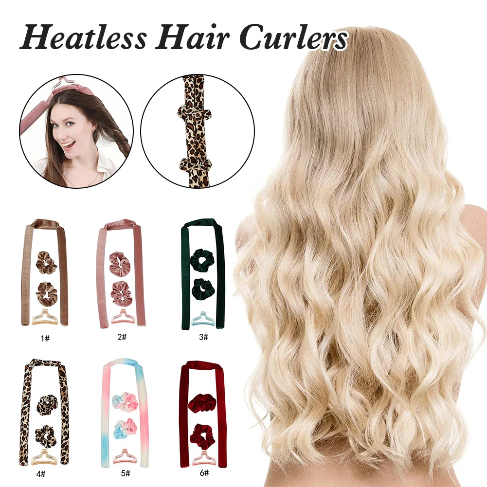 

Heatless Hair Curlers Soft Hair Rollers No Heat Curls Headband with Hair Ties Overnight Hair Curling Rod for Long Hairs