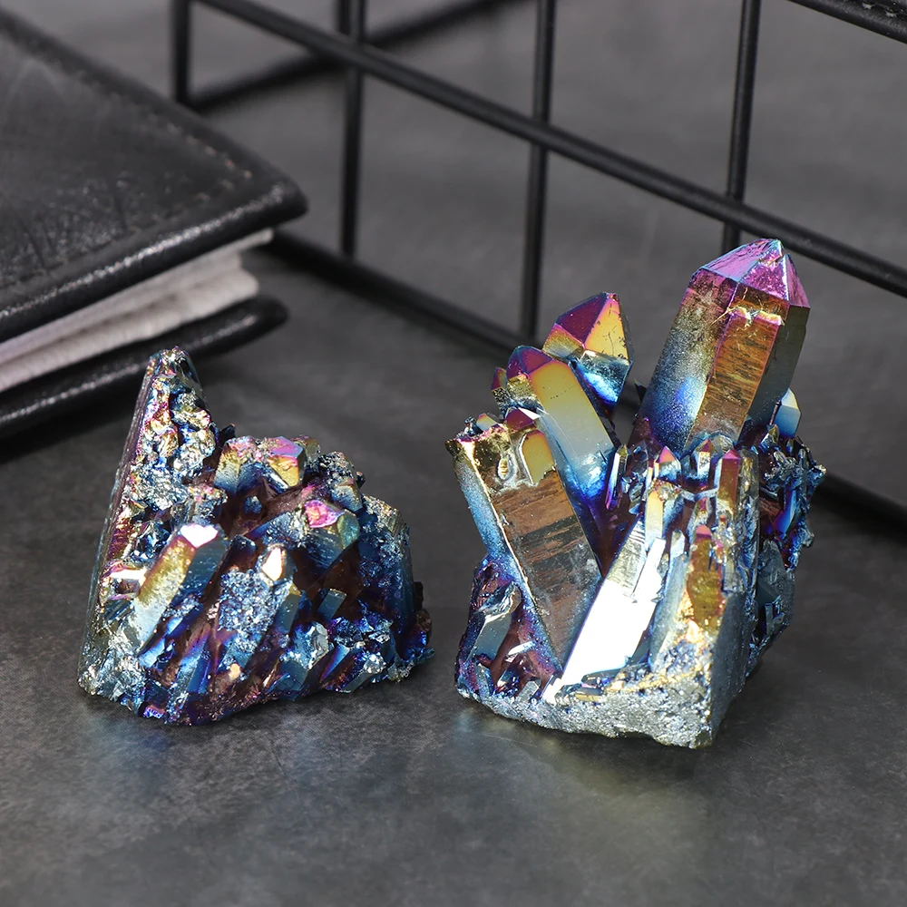 

1Pc Natural Quartz Crystal Rainbow Titanium Cluster Rare Mineral Specimen Reiki Healing Stone Craft Decoration Healing Stones