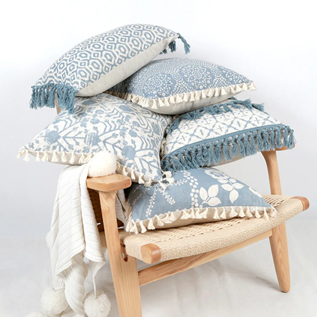 

Boho Tassel Pillowcase Square Soft Pillowcase Sofa Hand-tufte Using Tufting Process Sofa Decorative