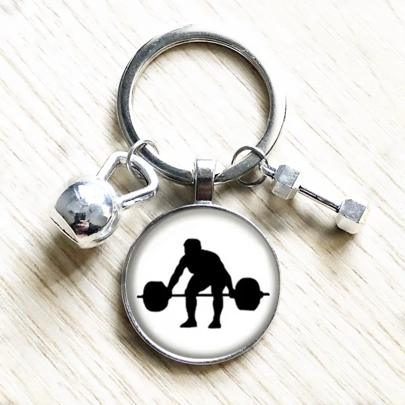

The latest weightlifting fitness pattern keychain retro bodybuilding keychain key ring