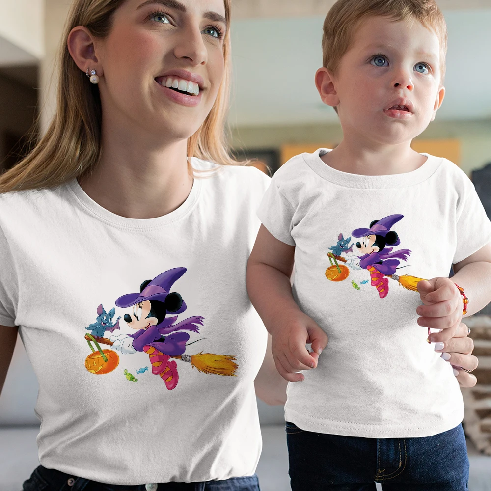 Camiseta de Disney con dibujo de Minnie Mouse para ni&ntilde;os, camiseta divertida de aspecto familiar para mam&aacute; y ni&ntilde;a, regalo de Halloween, camiseta de Anime-2