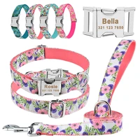 dog leash set s medium large personalised dog collar flower custom engraved name id tag accessories dog collars pet supplies