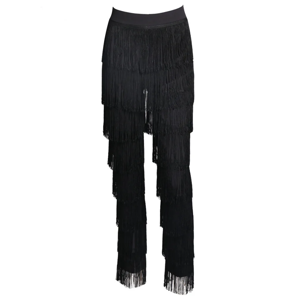 

Donsignet Fashion Sexy Slim Tassel Straight Women Pants High Waist Solid Full Length Knitted Pants for Women