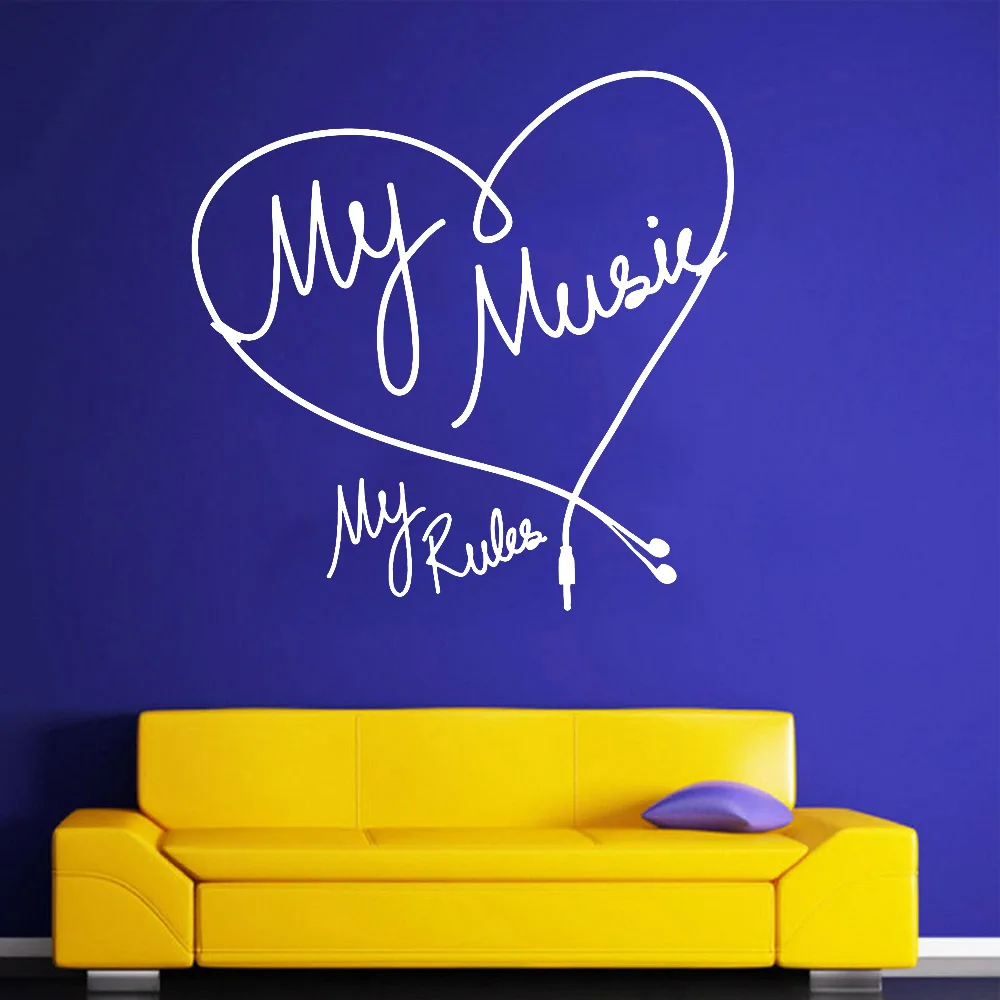 

Виниловая наклейка на стену с надписью «My Music My Rules»