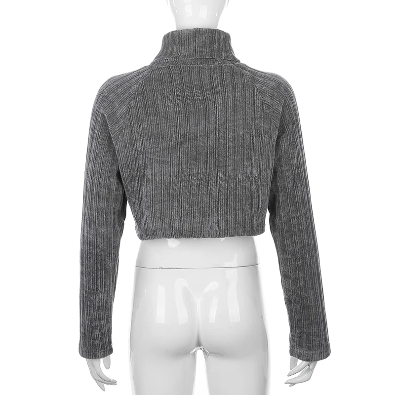 

YICIYA Hoodies Streetwear Casual Knitted Solid Turtleneck Sweatshirt Spring Autumn Pullover Cropped Tops Women's Sweatshirts