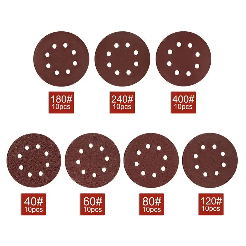 Топ-70X8 отверстий золотые шлифовальные диски 5 дюймов беспыльный крюк и петля