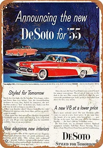 

1955 DeSoto Fireflite 12 X 8 Inches Retro Metal Tin Sign - Vintage Art Poster Plaque