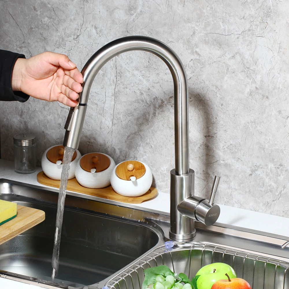 

Chrome Touch Sensor Kitchen/Bathroom Sink Faucet Pull Out Sprayer Swivel Mixer Taps