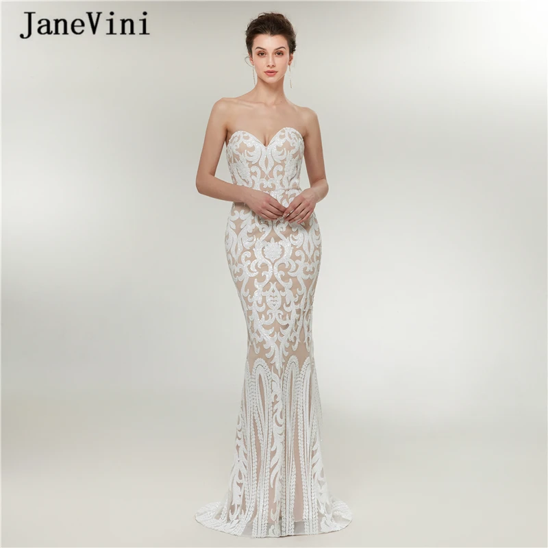 

JaneVini Sexy Arabic Mermaid Long Prom Dresses Plus Size 2019 Sweetheart Bling Sequins Sleeveless Floor Length Gala Formal Dress