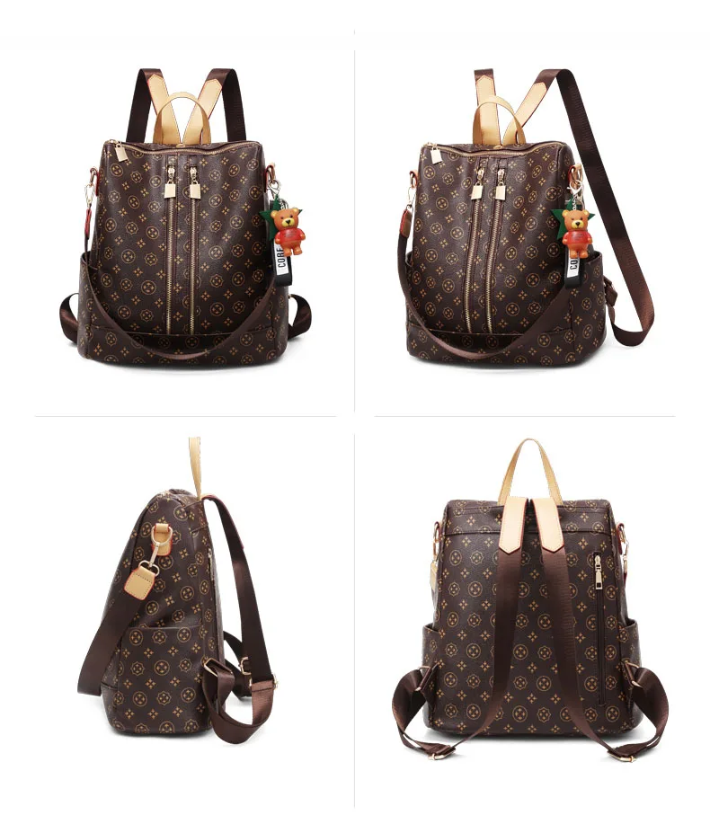 Женский рюкзак качественный кожаный с принтом женский роскошный брендовый