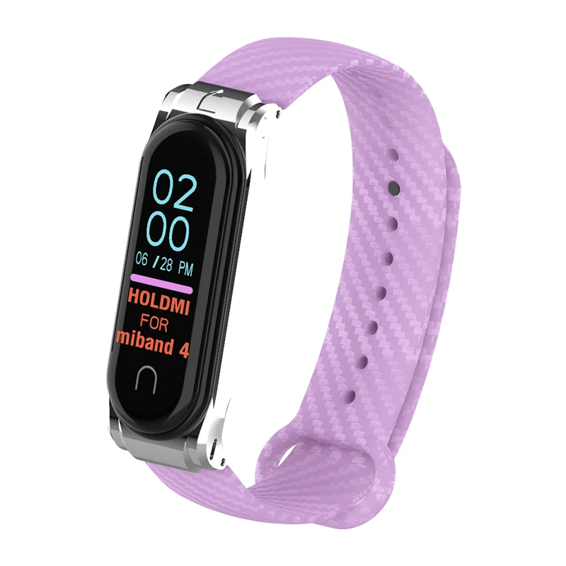 Hangrui mi Band 4 силиконовый чехол из углеродного волокна для Xiaomi mi band 4 ремешок металлический каркас браслет mi band 3 ремешок из нержавеющей стали