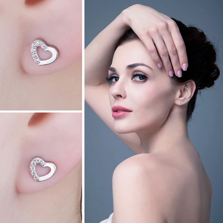 Jewelrypalace сердце любовь круглый фианит Серьги-гвоздики для Для женщин реальные 925 стерлингового серебра романтическая Обручение Красивые ювелирные изделия