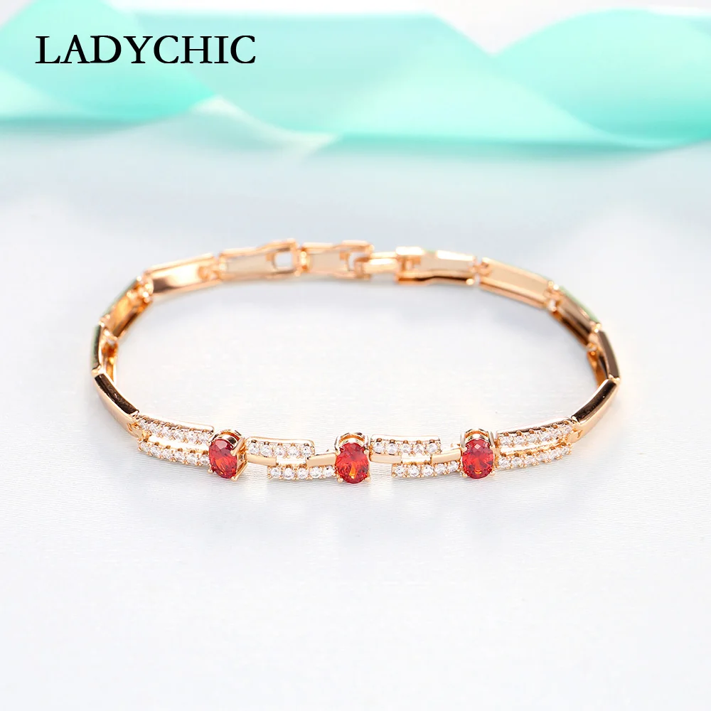 Женские и мужские браслеты LADYCHIC с синим красным фианитом свадебный браслет