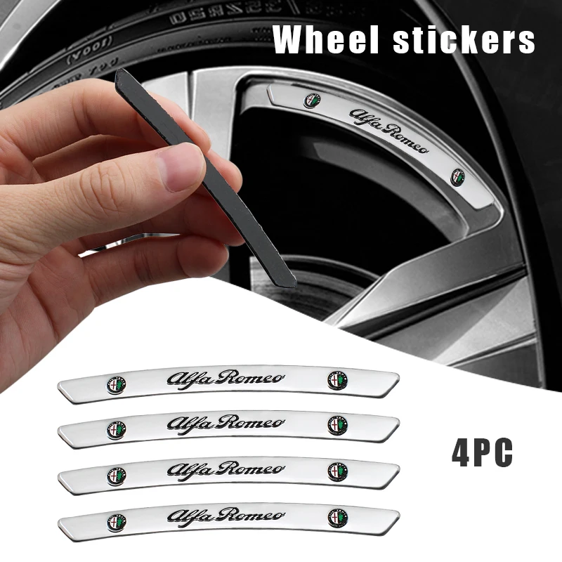 

4PCS Aluminum Alloy Car Emblem Wheel Hub Rim Decals Stickers For Alfa Romeo 159 156 147 Giulietta Giulia MiTO gt Car Accessories