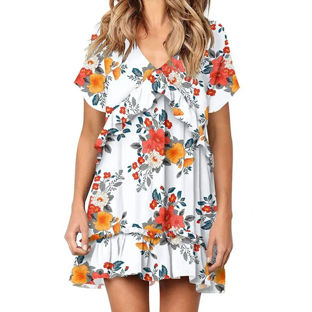 

Уличная одежда, высокое качество, свободный подол, Повседневное платье, пляжная одежда, женское платье с оборками для отдыха