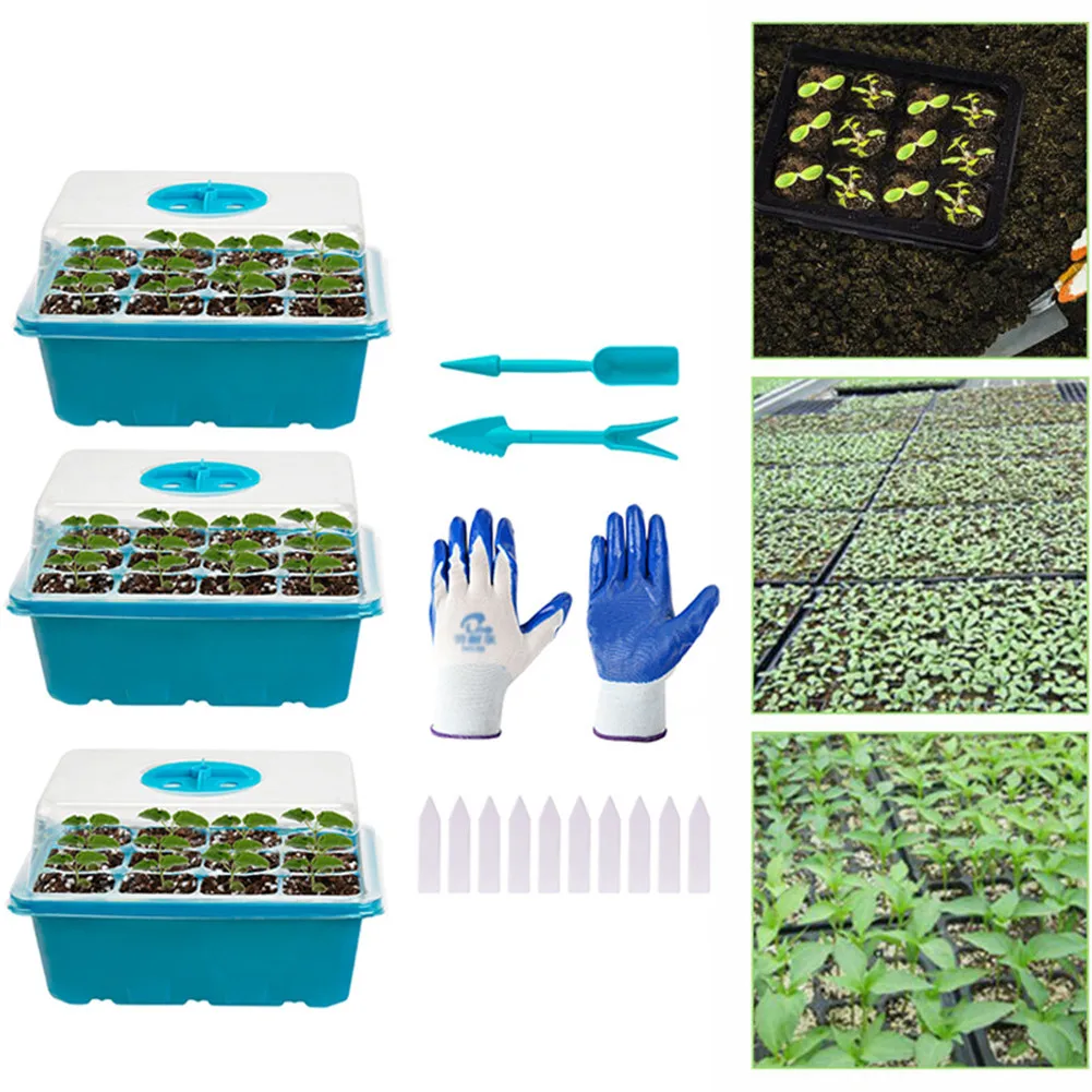 

3 Set 12 Holes Plants Grow Box Insert Propagation Nursery Grow Box Starter Tray Garden Yard Tray Hot Germination Propagation