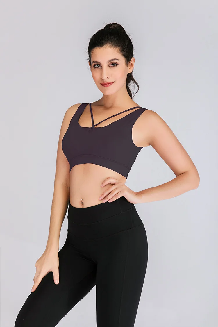 

Sports Underwear Woman Cross No Rims Sleeveless Elasticity Shockproof Fitness Training Yoga Beauty Back Bra Sports Top Female
