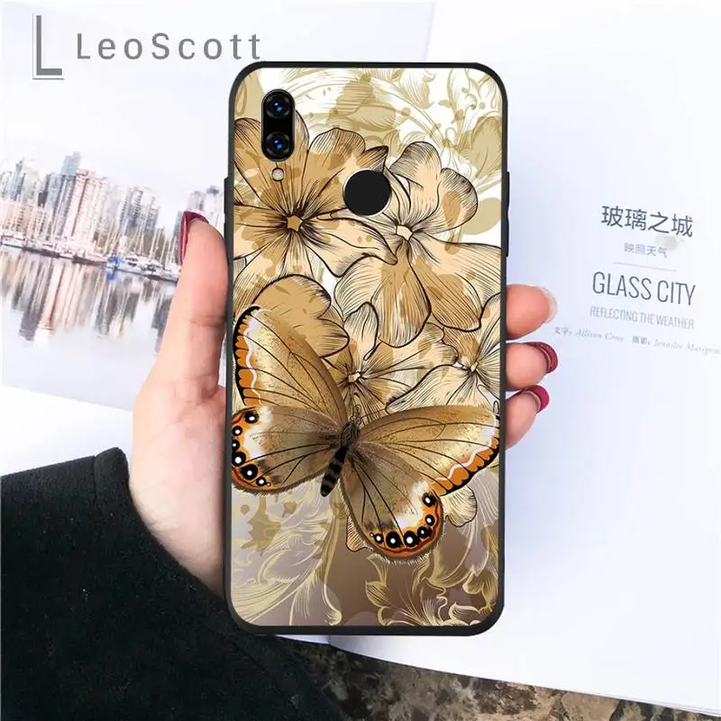 

Beautiful Flower Leaf Phone Case For Huawei P9 P10 P20 P30 Pro Lite smart Mate 10 Lite 20 Y5 Y6 Y7 2018 2019