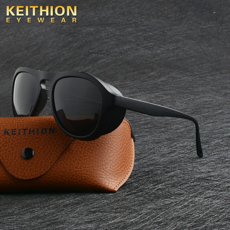Мужские и женские винтажные очки KEITHION круглые солнцезащитные в стиле стимпанк с