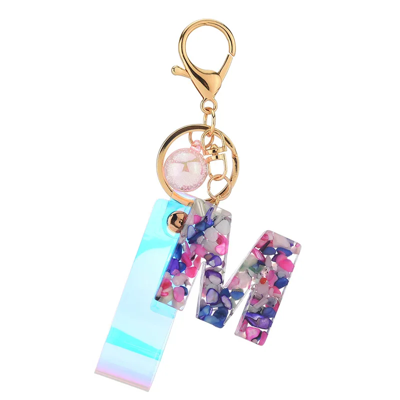 

Fashion Simple Acrylic 26 letters tassel keychain Couple Key Chain Bag Charm Love Gift keychain Pendant Women Key Ring Holder