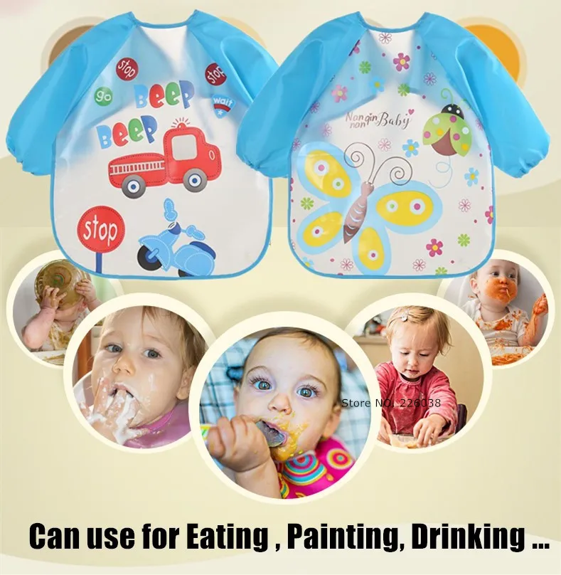 3 шт./партия детская одежда для еды нагрудники из ЭВА кормления с длинными