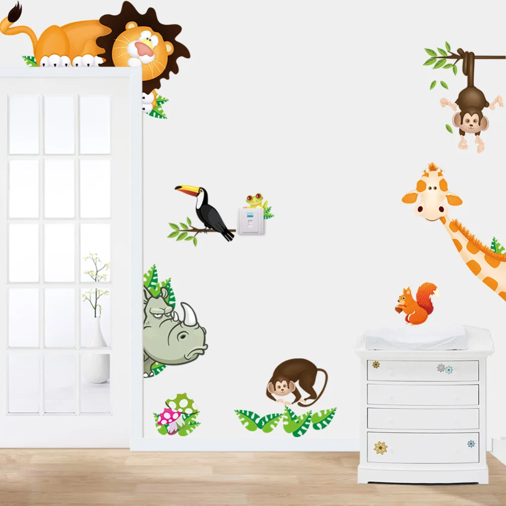 Милые животные живущие в вашем доме DIY наклейки на стену/домашний декор джунгли