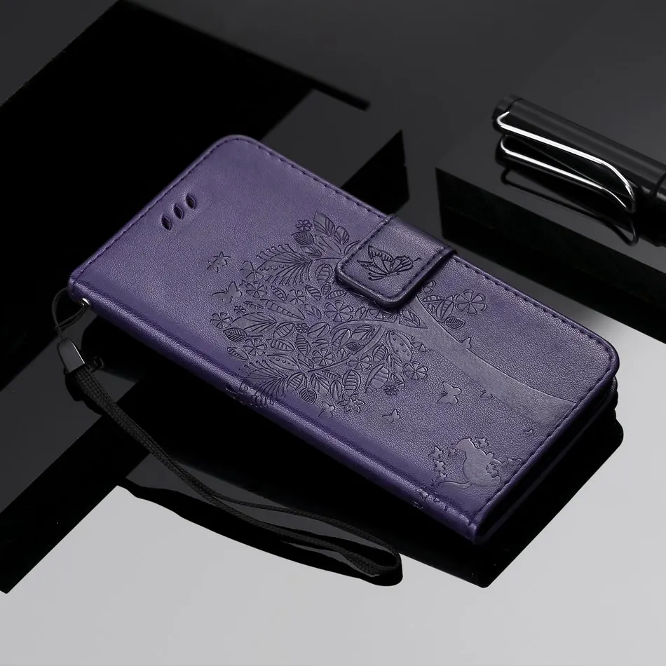 Purple Чехол для iPhone 11 Pro Max, чехол с изображением кошачьей елки для apple XR X XS 6S 7 8 Plus, милый кожаный чехол 5C 5S SE Touch 5 6, флип-сумки E06F - Цвет: Purple