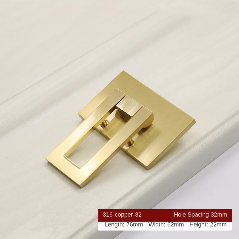 316-C.C32mm JD New Chinese Zinc Alloy Door Wardrobe Brushed Brass Door Handle Gold Cabinet Drawer Door Handle Furniture Handle Hardware - Color: 316-C.C32mm