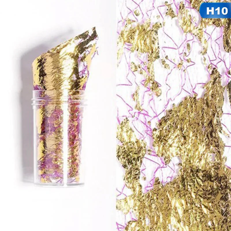 

10 Types Gold Silver Nail Art Foil Paper Irregular Aluminum Nail Sticker Manicure Glitter Gel Polish DIY Design Nail Decoration