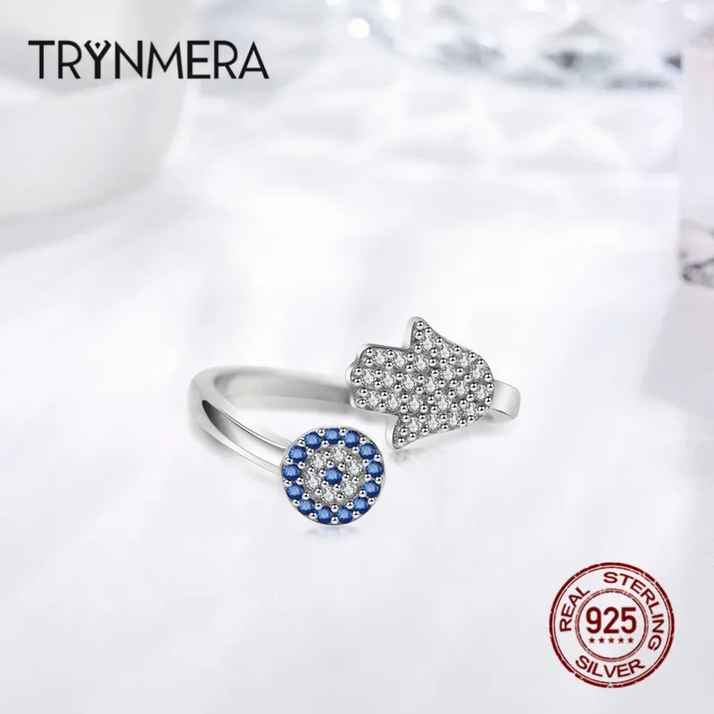 Trynmera 925 пробы серебра с клипсами Дурной глаз голубыми глазами и Хамса рука Фатима