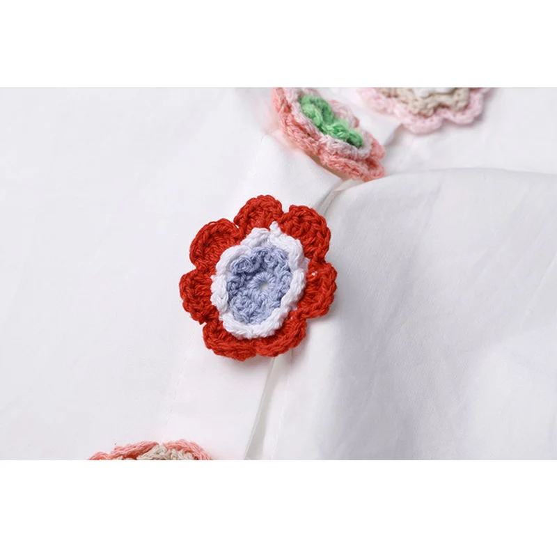 Женская блузка с длинным рукавом винтажная Повседневная белая на пуговицах