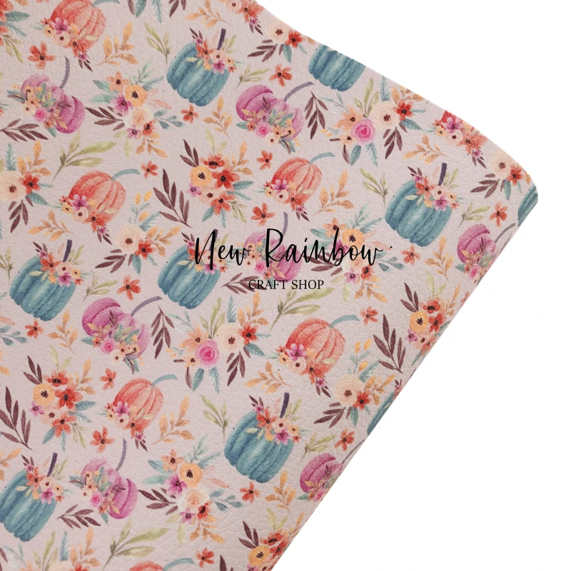 Новая Радужная оранжевая и синяя Цветочная Тыква с принтом искусственной кожи