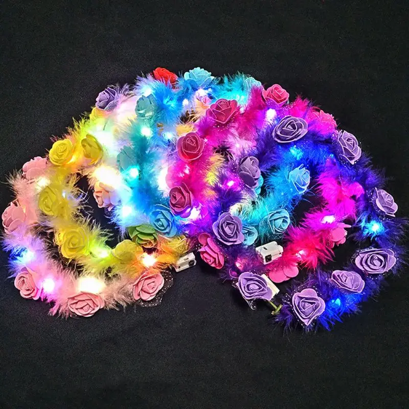 Женский Детский светодиодный светильник Венок Корона пушистое перо