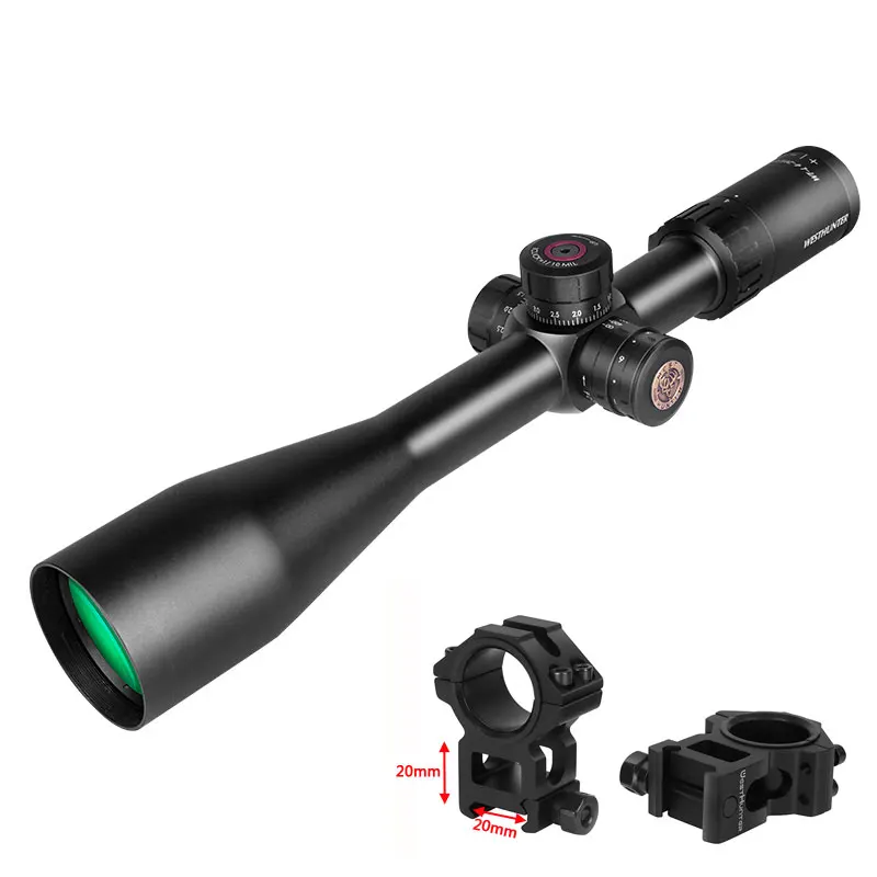 With high 20mm mount Ударопрочный военный прицел WESTHUNTER WT-L 4-20X50 Воздушный пистолет Оптика прицел Охотничий Тактический - Цвет: With high 20mm mount