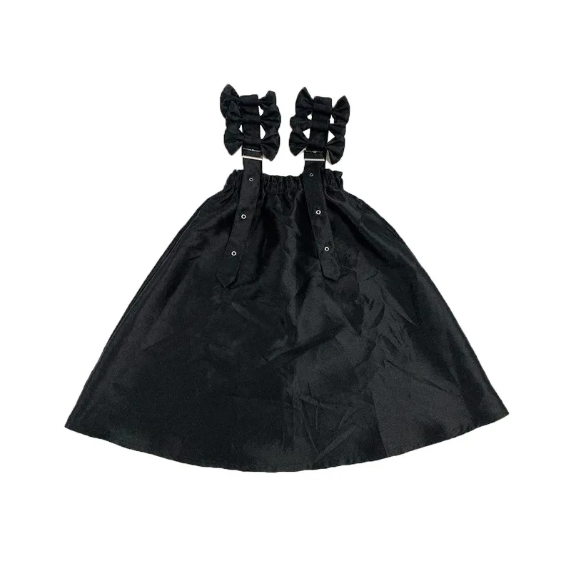 

Girls dress 2021 summer new girl design sense bow suspender dress ruffle dress