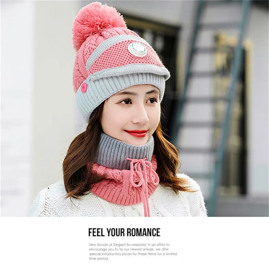 Hsu горячая Распродажа Модный женский вязаный шерстяной шарф шапка Помпон