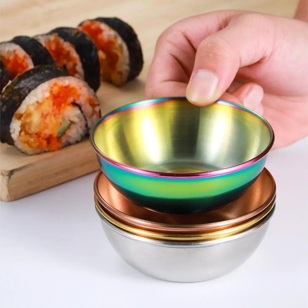 

New Sauce Dish Tray Appetizer Serving Tray Steel Spice Plates Kitchen Utensils Tray Round Small Dish Kitchen Tools