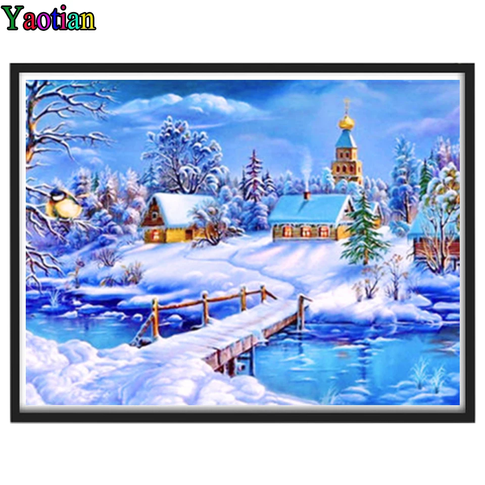 

5D DIY diamond embroidery landscape winter house diamond painting Cross Stitch full square drill Rhinestone mosaic decoration